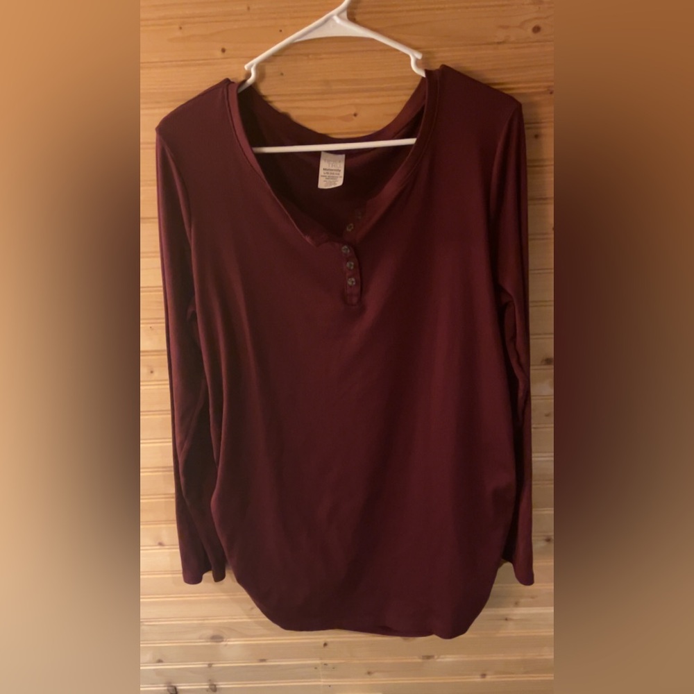 Time and Tru maroon maternity Long Sleeve Blouse